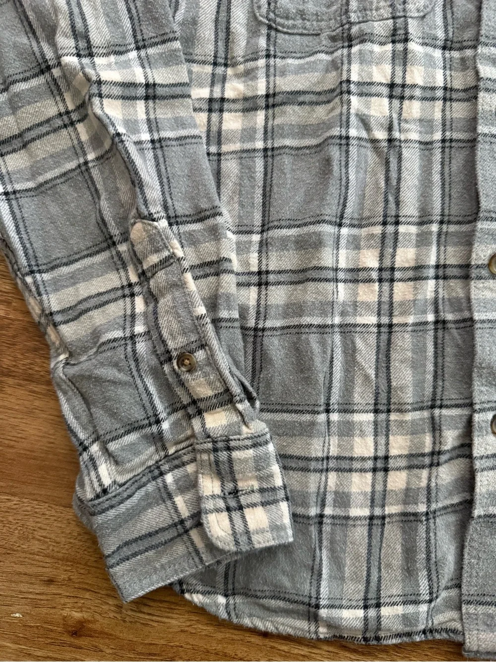 Old Navy Gray and White Plaid Button-Front Shirt
